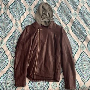Maroon Color “Leather Like” Bomber/Hoodie FOR SALE
